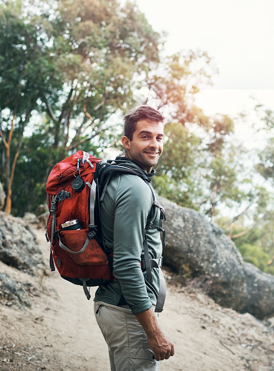 man hiking after Sermorelin treatment in Denver, CO