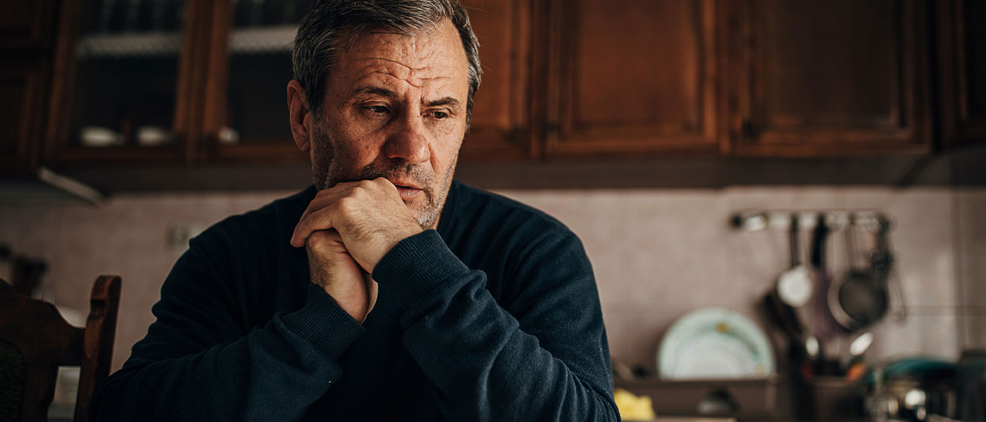 Man looking concerned before starting P-Shot therapy at Genesis Lifestyle Medicine.