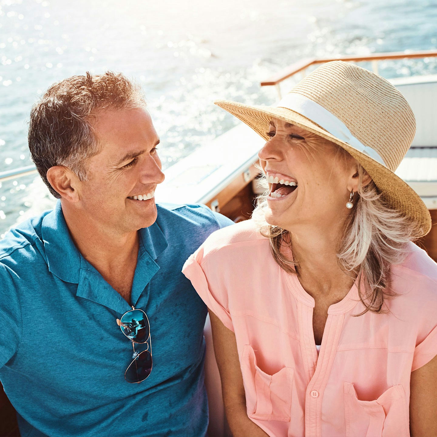 happy couple on a boat after Methylene Blue treatment in Hendersonville, TN