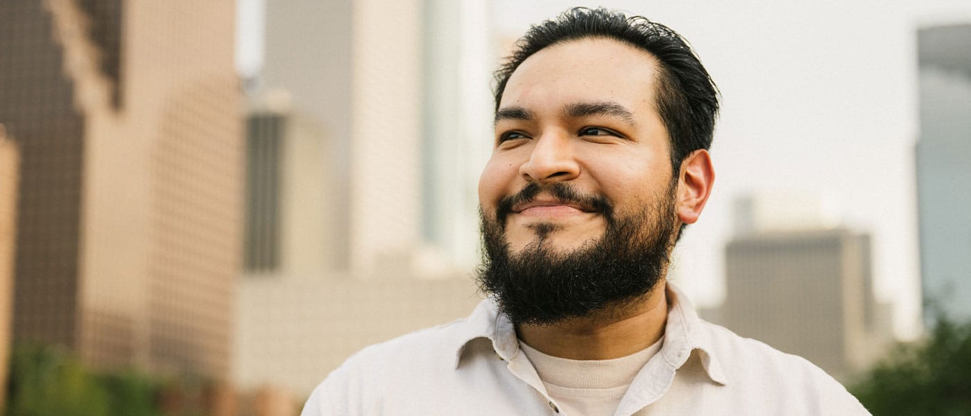 man happy after starting P-Long treatment