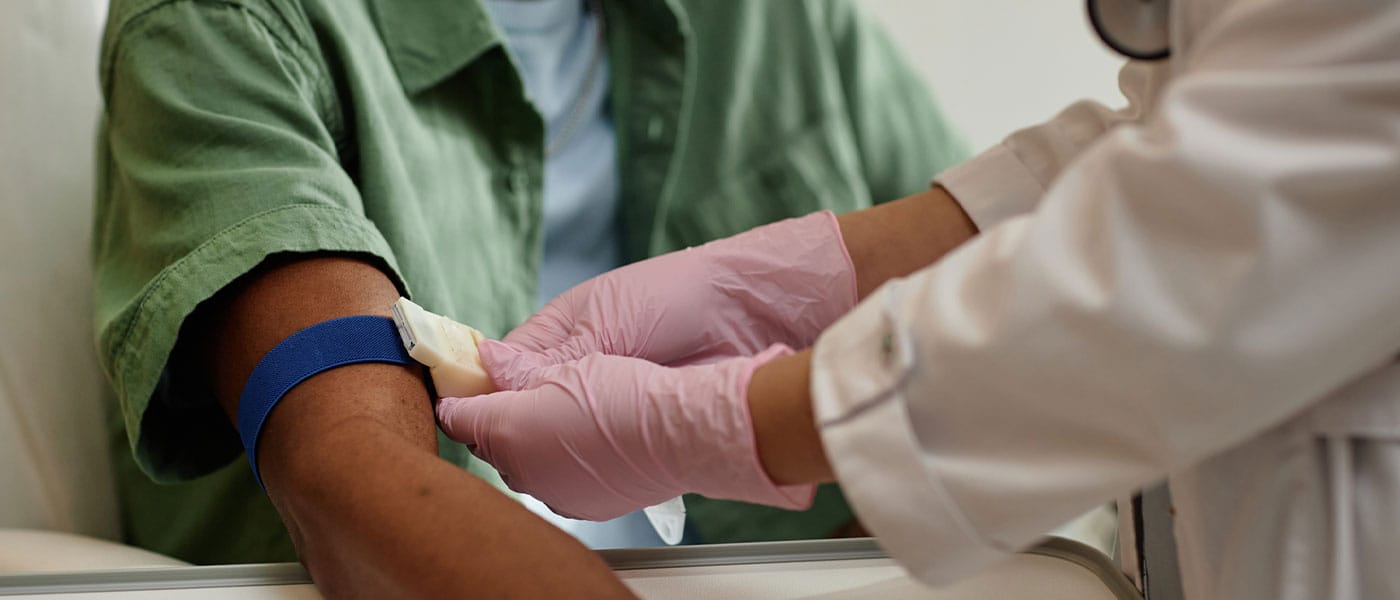 man getting lab testing after starting testosterone therapy