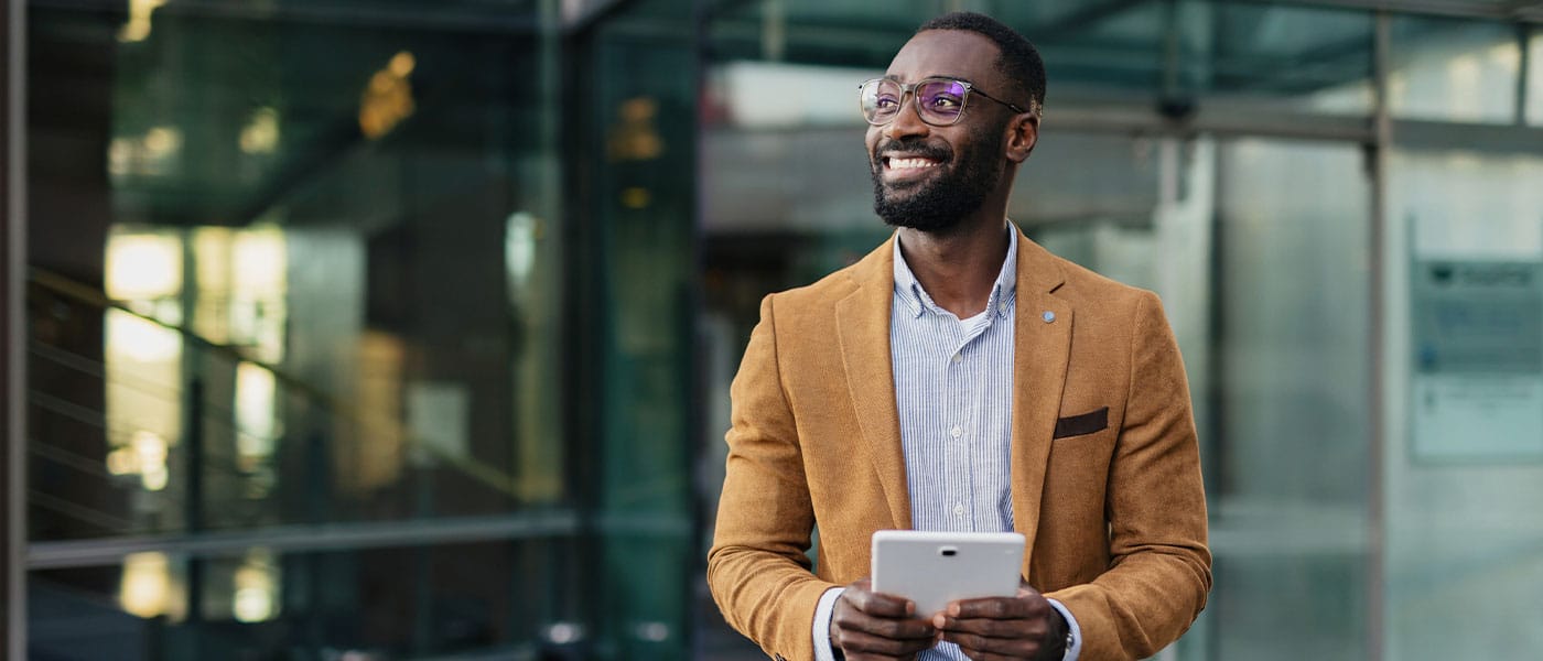 man smiling after leaving his testosterone therapy appointment