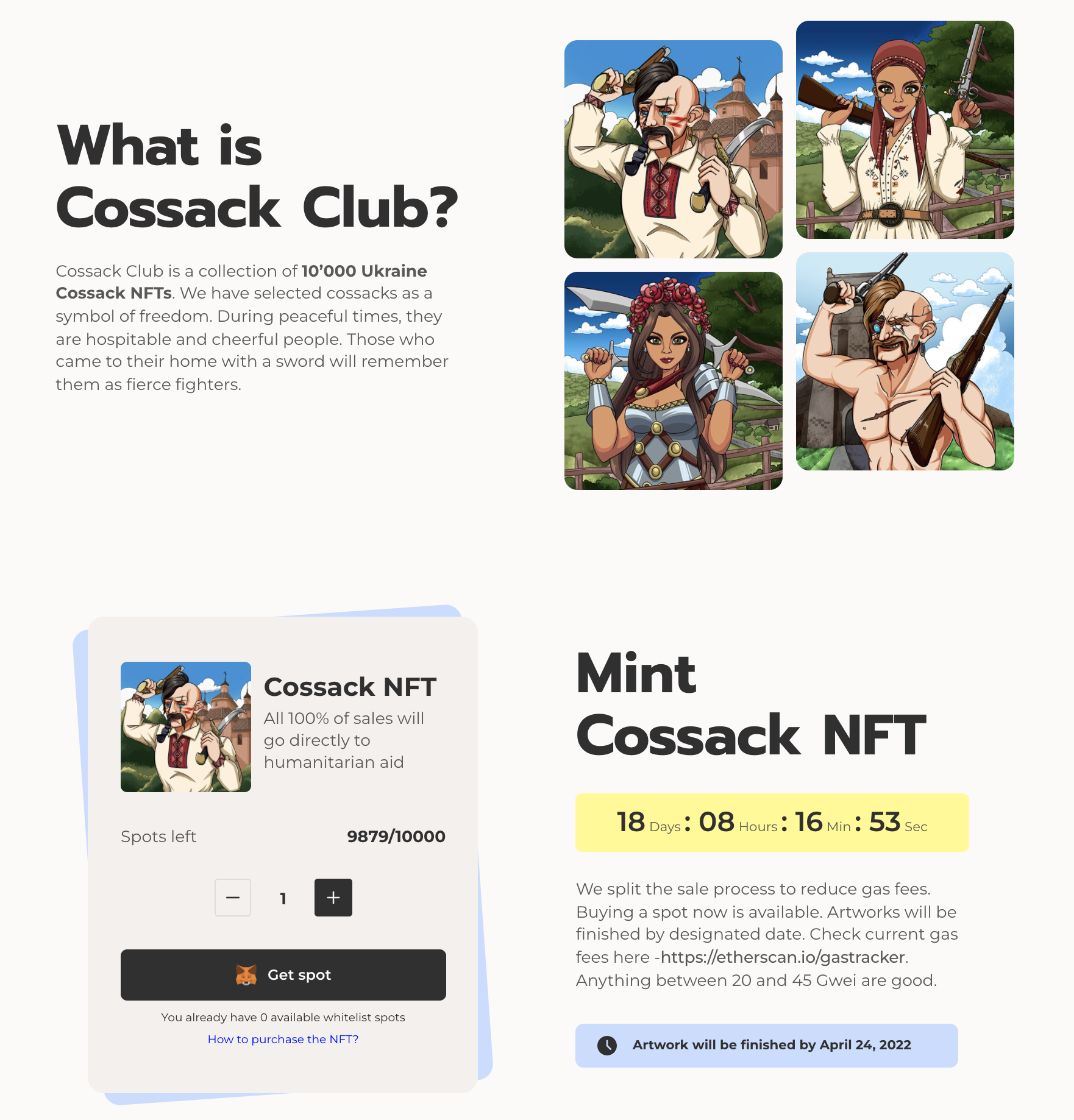 Cossackclub.com NFT Sale with meaning to help Ukraine.
