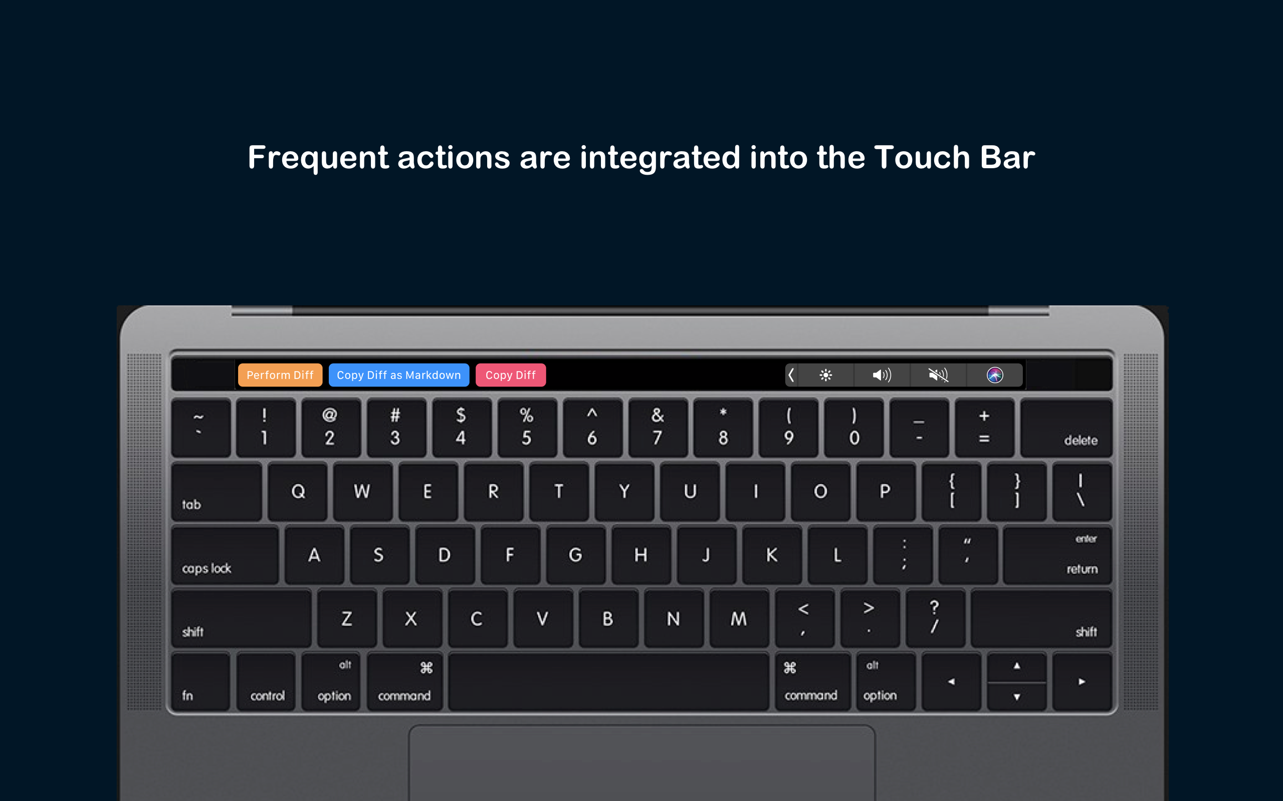 TextDiffer integrates with the macOS Touch Bar
