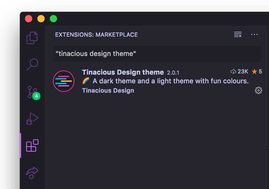 Tinacious Design Visual Studio Code theme sidebar detail
