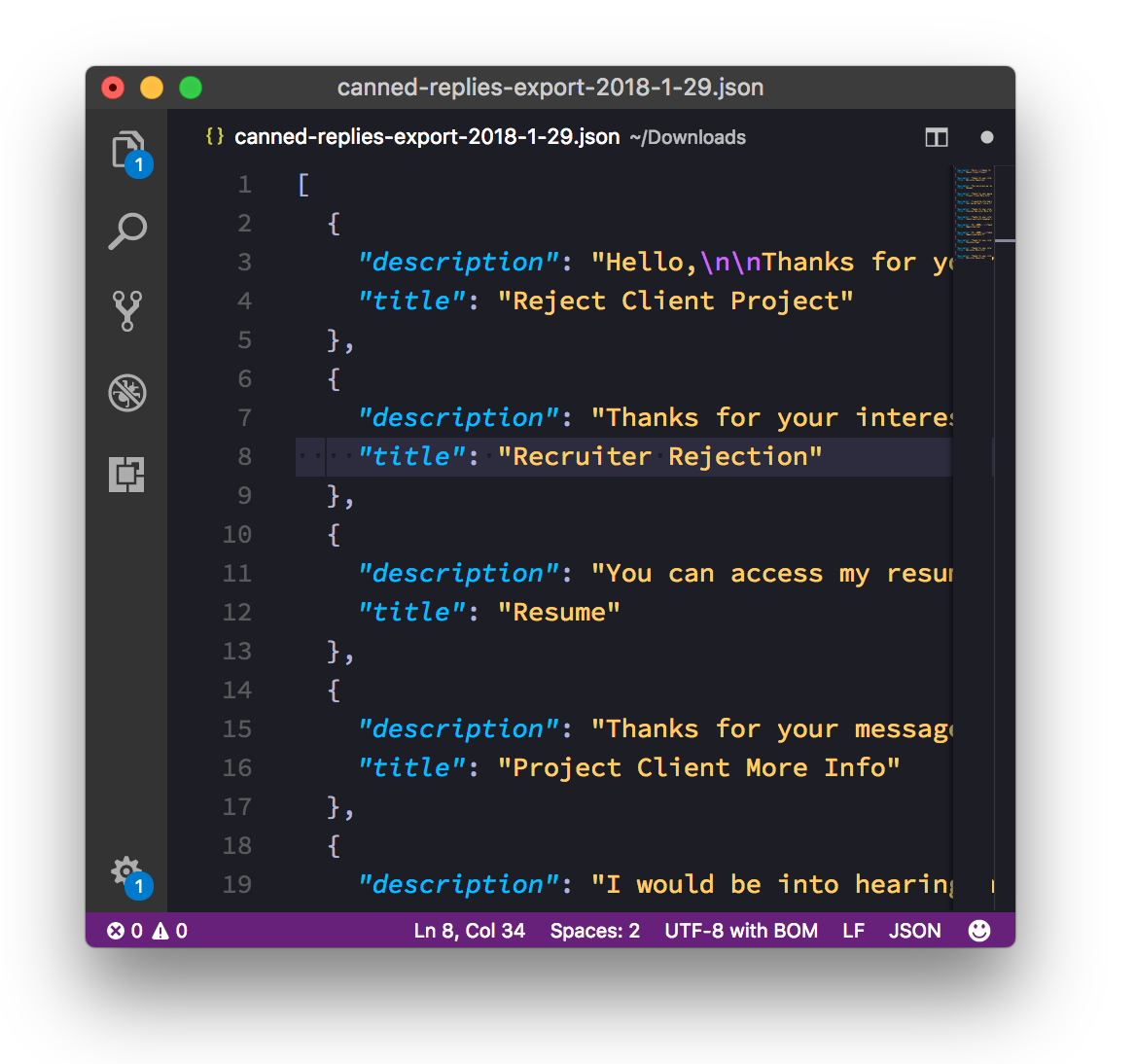 Canned Replies Android supports sharing messages with the Canned Replies Chrome extension using import and export files