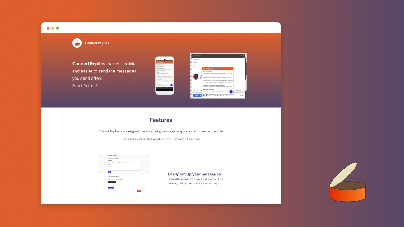 Canned Replies Chrome extension
