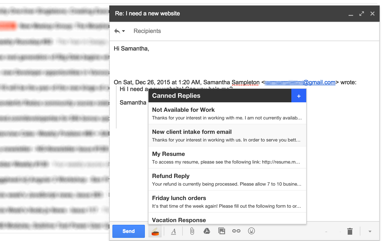 Provides a refined and integrated user experience in GMail with an easy-to-access icon in the compose window.