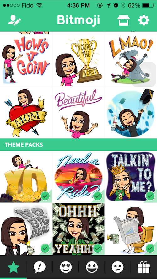 Bitmoji offers in-app purchases on both Android and iOS, allowing users to get free and paid theme packs of their avatar.