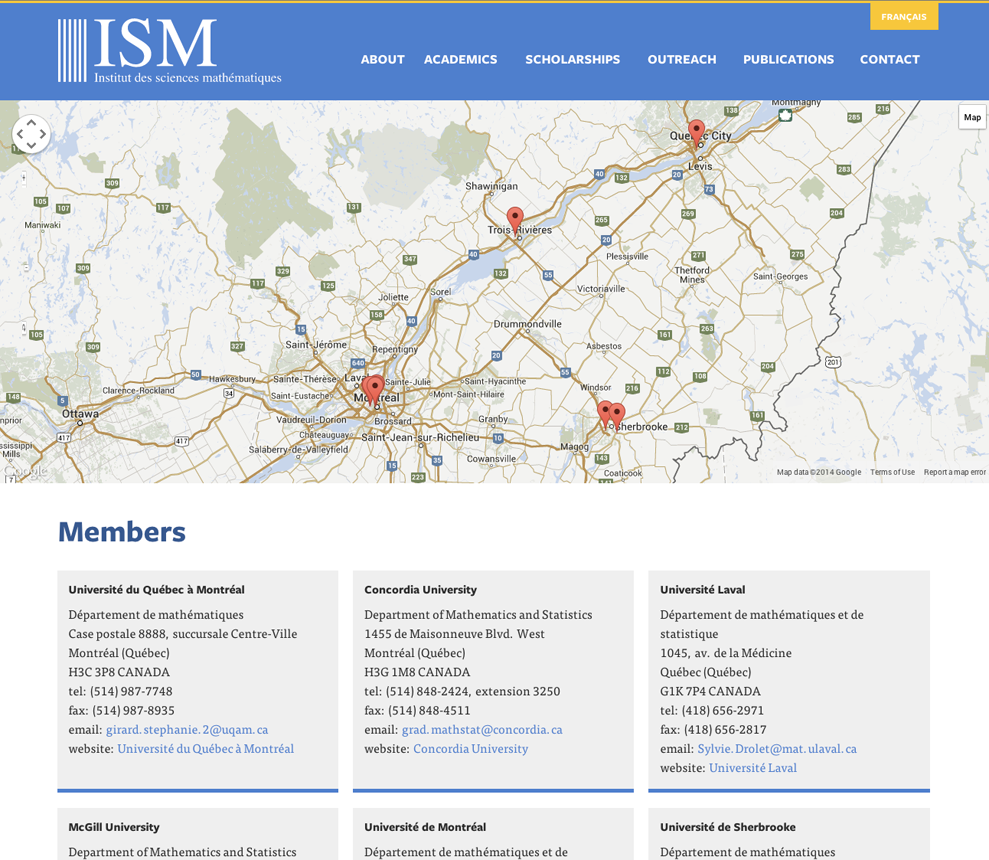 A dynamic map of all of the member universities