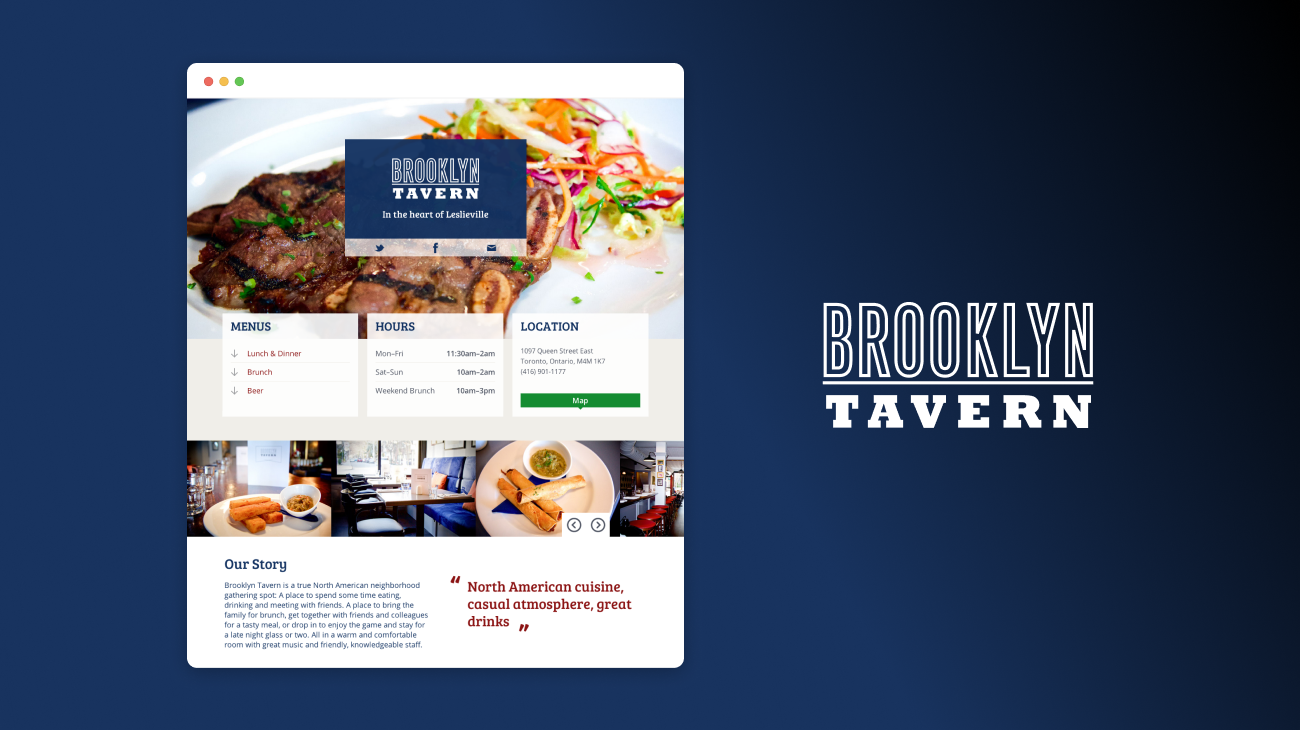 Brooklyn Tavern, Toronto restaurant website
