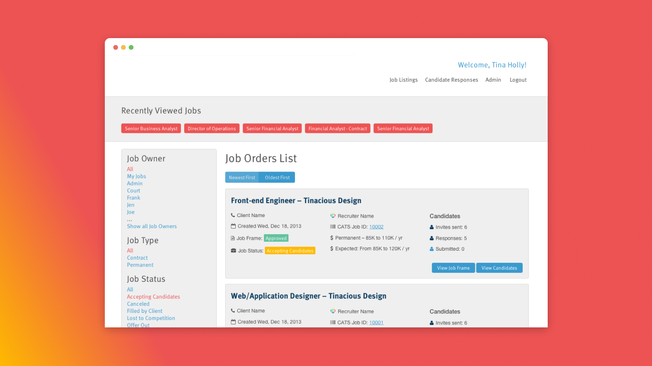 Responsive web app for a Recruiting company