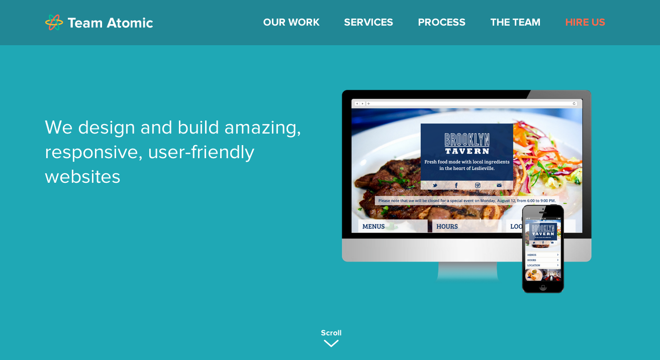 Desktop view of the Team Atomic website