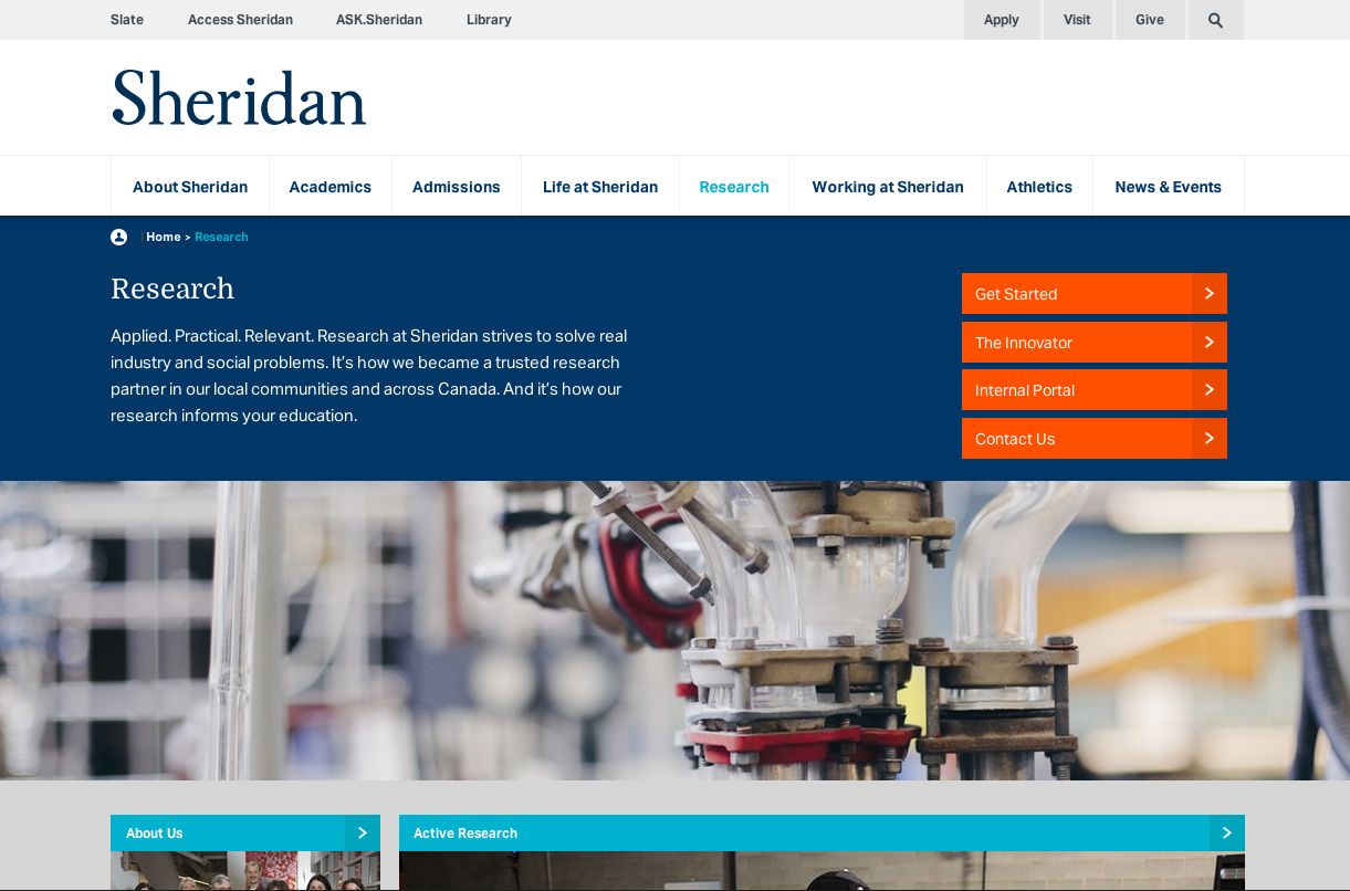 Main section landing page