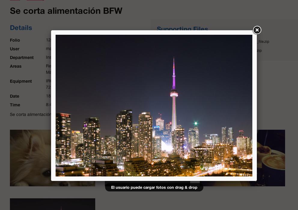 Images pop up in a modal window for fullscreen viewing of attached images and can be clicked or keyed through as a gallery.