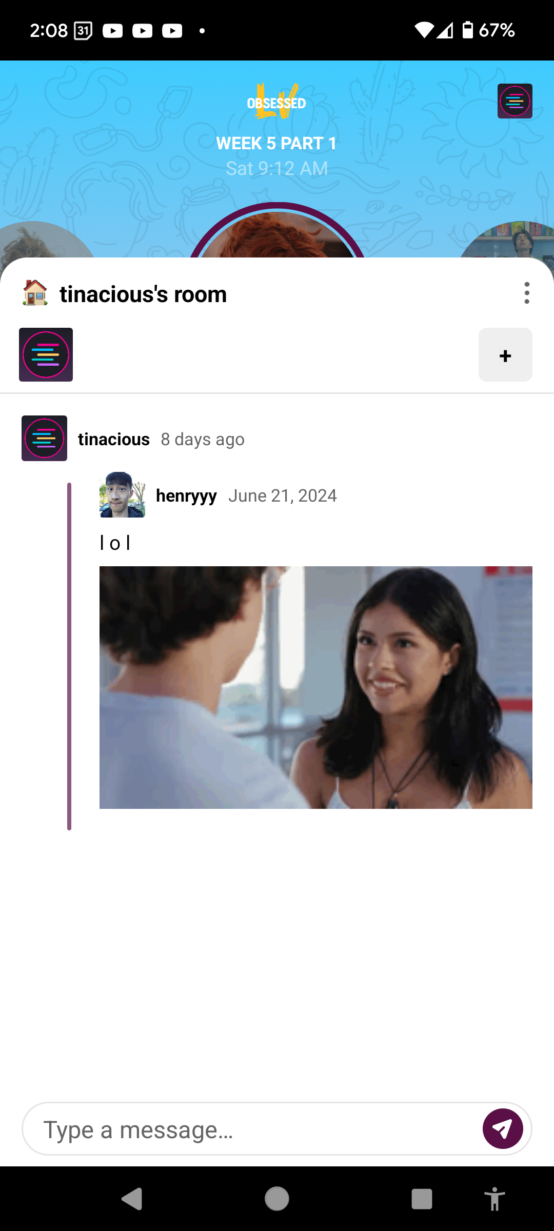 Screenshot of a forwarded animated GIF message