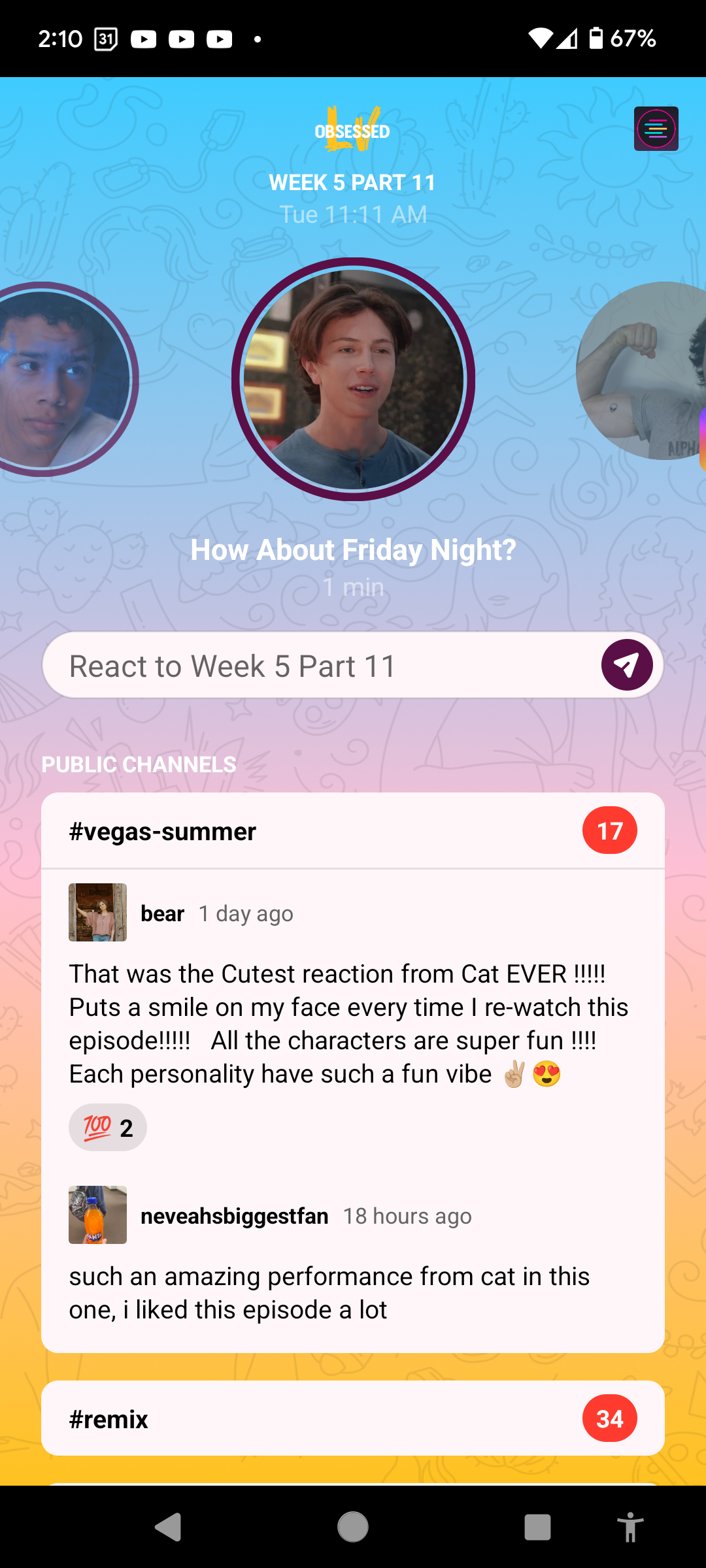 Screenshot of the core experience of the app including a public channel named #vegas-summer