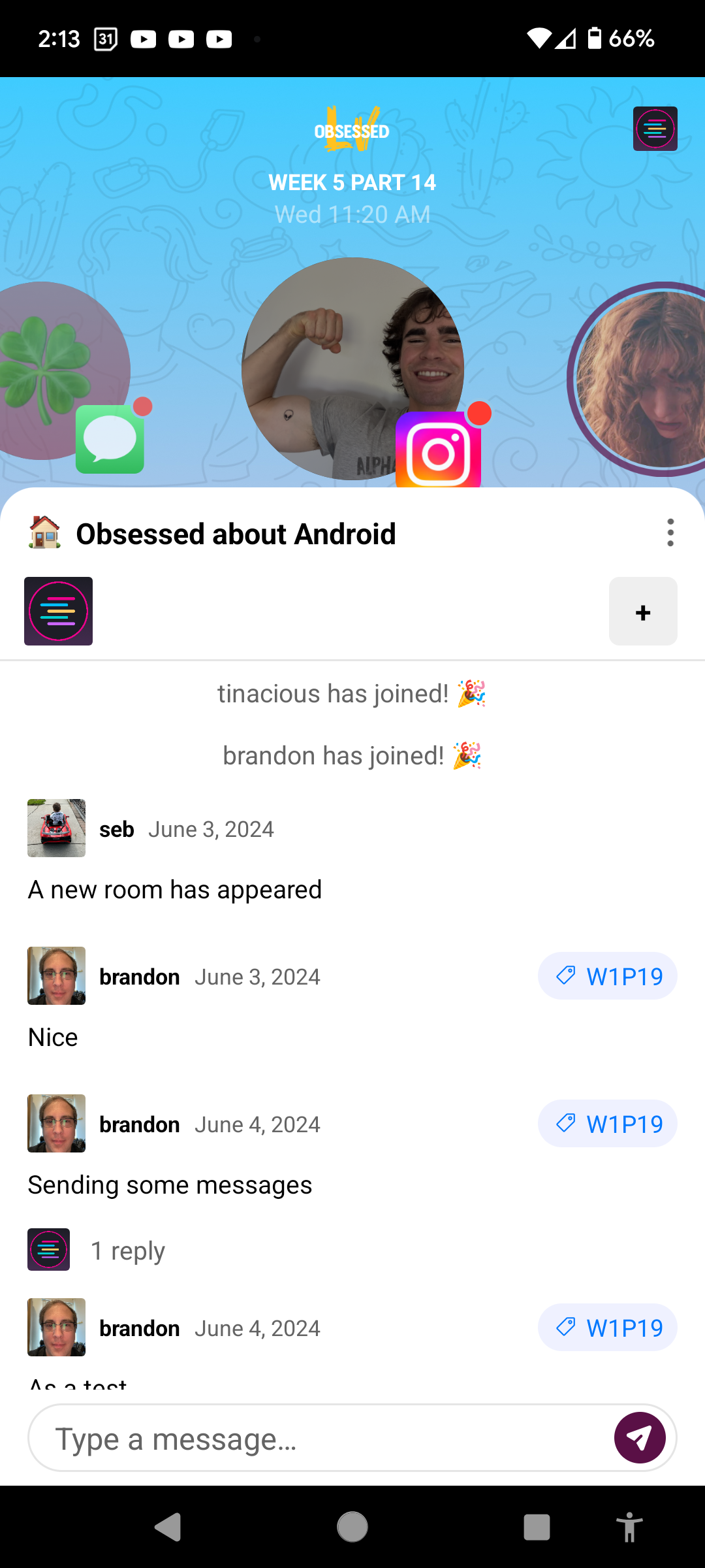 Screenshot of a room where you can invite friends and chat privately