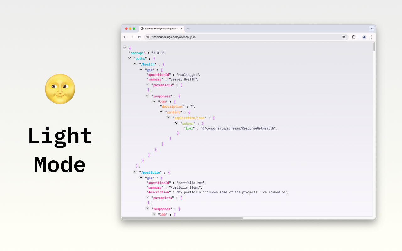 Rainbow JSON Viewer's light mode is a nice, light grey and purple gradient