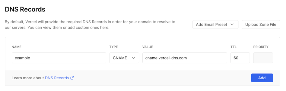 DNS UI – Editing CNAME Record | Tags: text, page