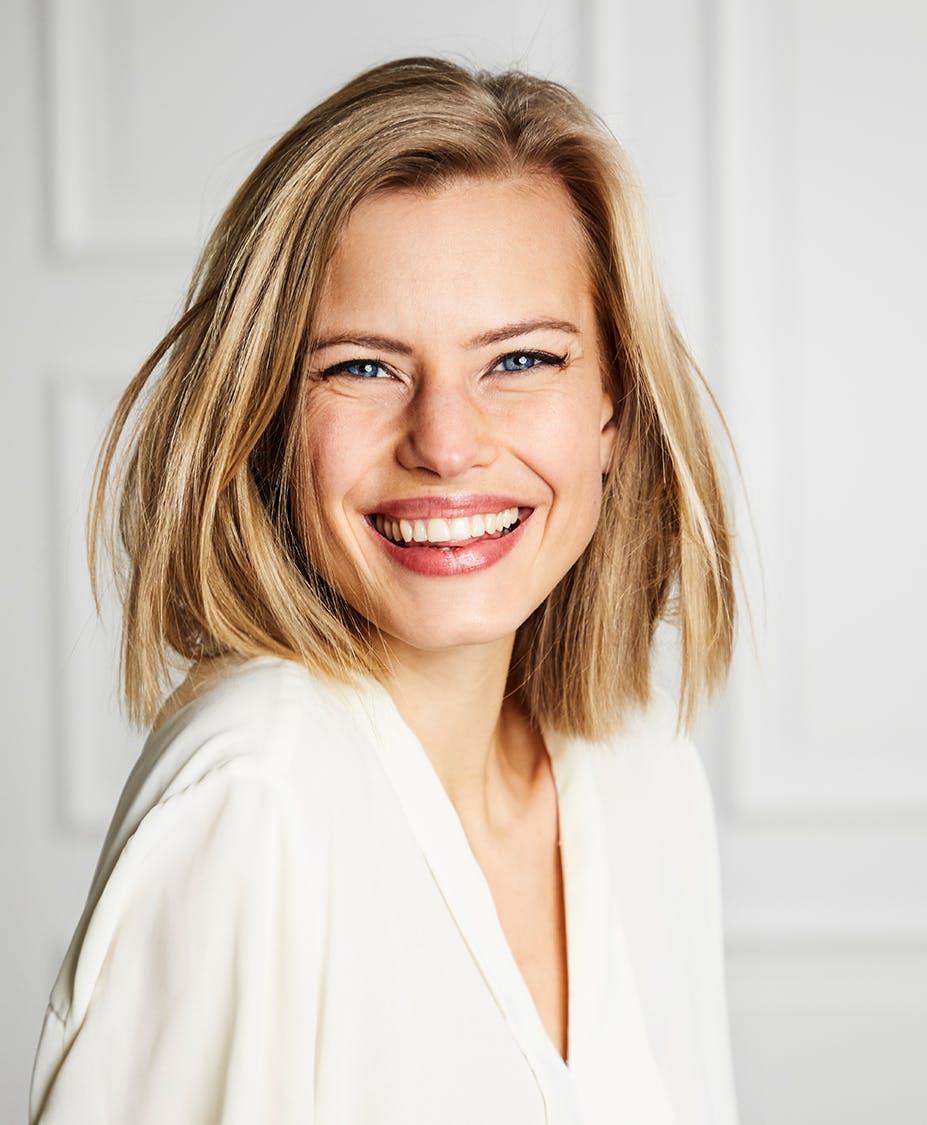 Woman that is happy she has clear skin