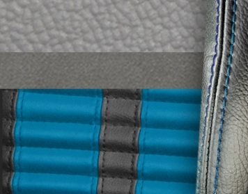 #972-7042-103-GBS Grey Vinyl -Graphite Suede - GrabberBlue Stripe & Stitch