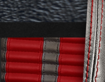 #958-99-7300-RS Black Vinyl - Black Suede - Red Stripe & Stitch