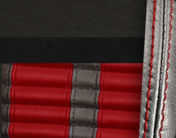 #6525-99-7300-RS Charcoal Black Vinyl - Black Suede - Red Stripe & Stitch