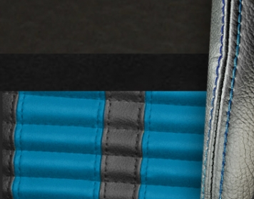 #6525-99-103-GBS Charcoal Black Vinyl - Black Suede - GrabberBlue Stripe & Stitch