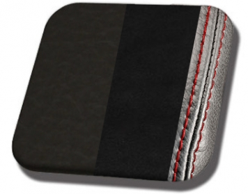 #6525-99-RS Charcoal Black Vinyl - Black Suede - Red Stitch