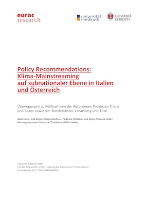 Policy Recommendations: Klima-Mainstreaming auf subnationaler Ebene in Italien und Österreich