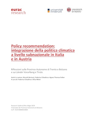Policy Recommendation: integrazione della politica climatica a livello subnazionale in Italia e in Austria