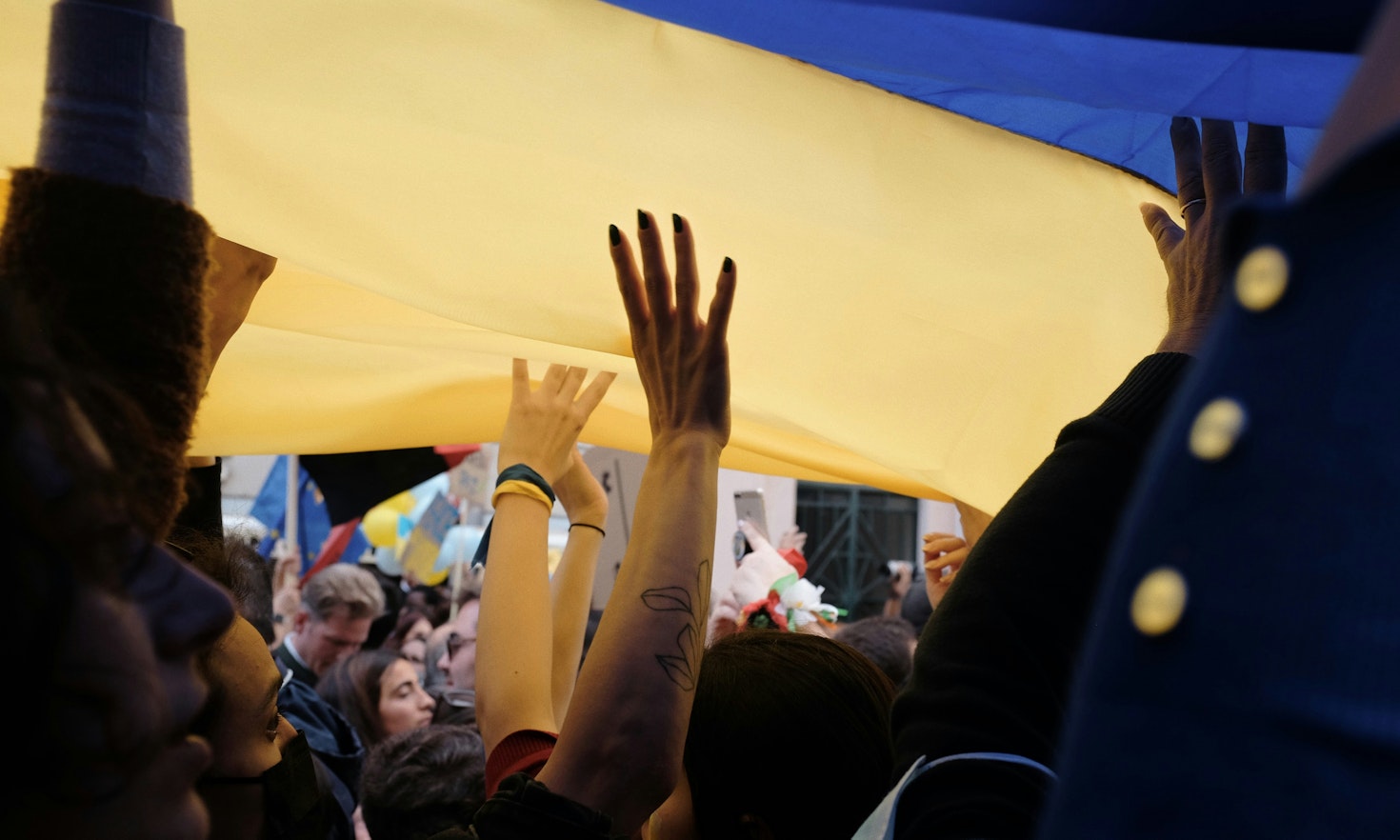 Protest against Russian invasion in Ukraine. Lisbon, Portugal. 27.02.2022