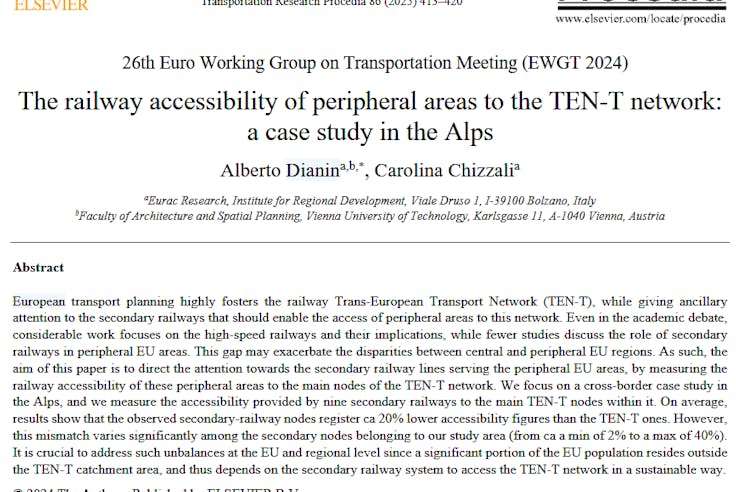 Railway accessibility of peripheral areas to the TEN-T network