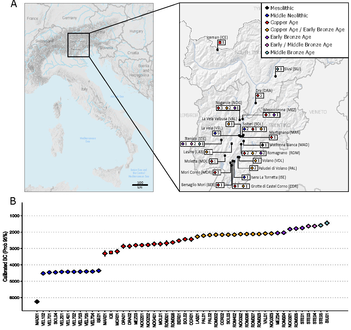 Genomic diversity and structure of prehistoric alpine individuals 
