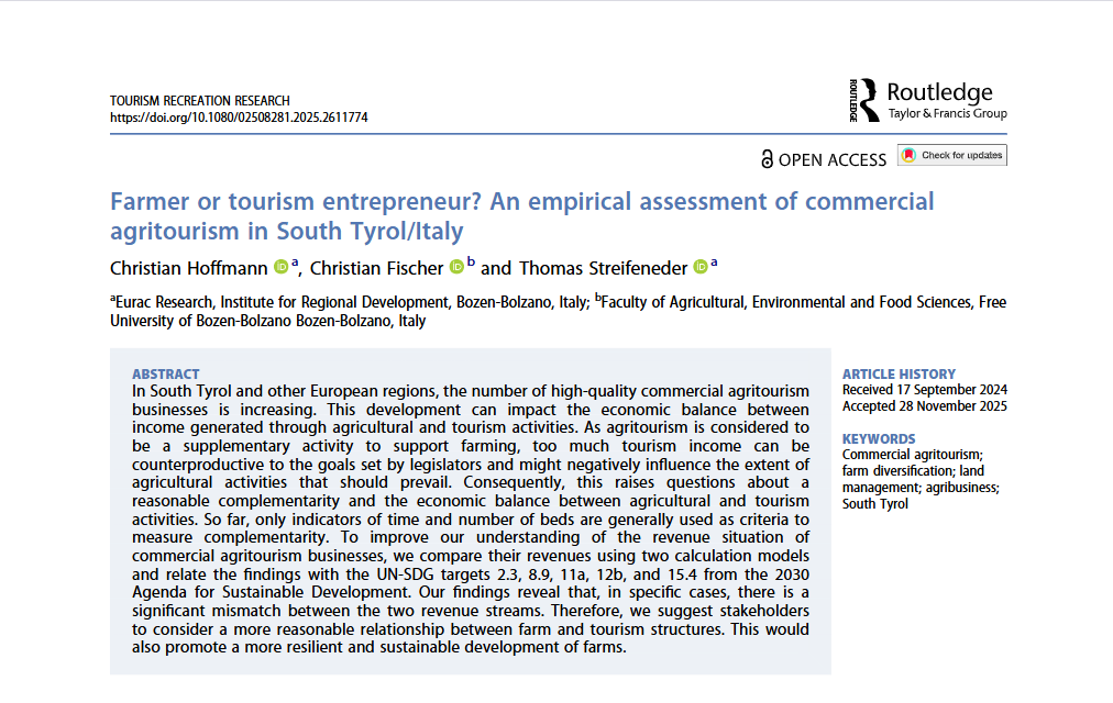 Farmer or tourism entrepreneur? New publication