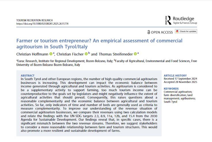 Farmer or tourism entrepreneur? New publication