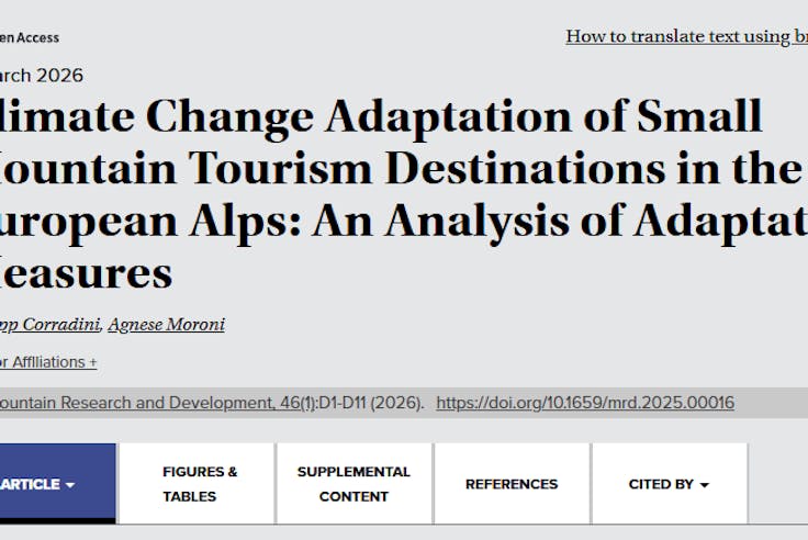 Climate Change Adaptation of Small Mountain Tourism Destinations - new publication