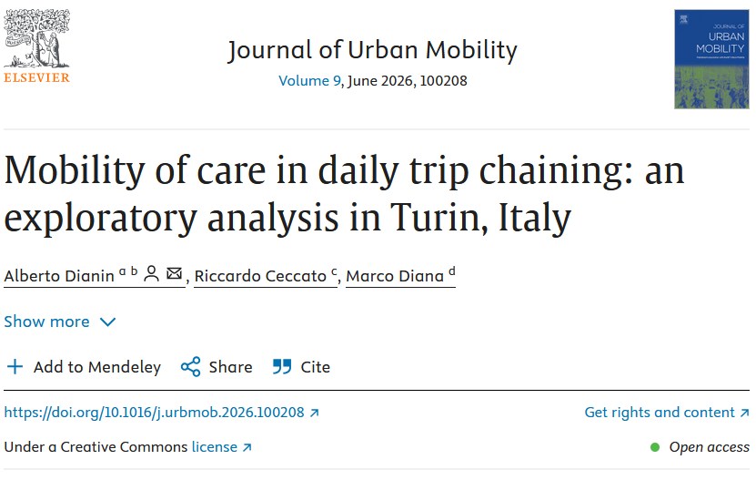 Mobility of care in daily trip chaining - new publication