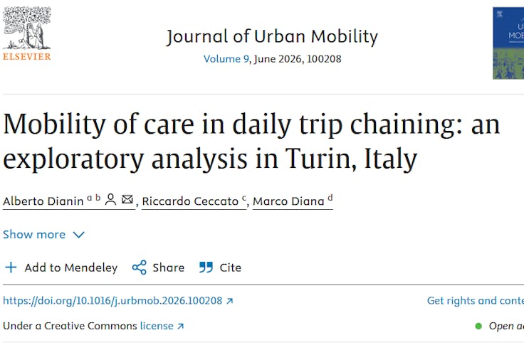 Mobility of care in daily trip chaining - new publication