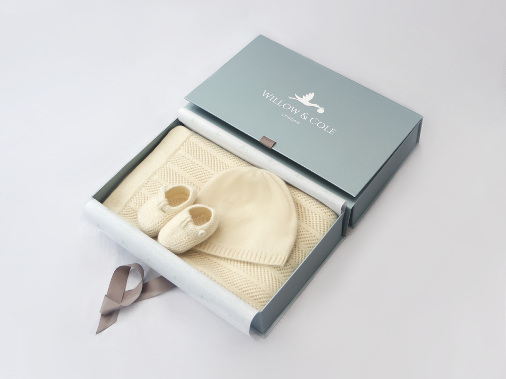 Cashmere Baby Blanket, Hat and Booties Bundle Set
