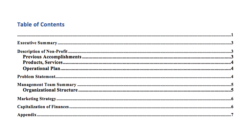 components of a nonprofit business plan