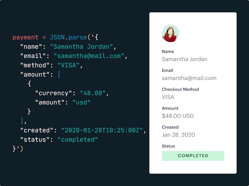 JSON showing how you can pull data from MoonClerk with developer tools.