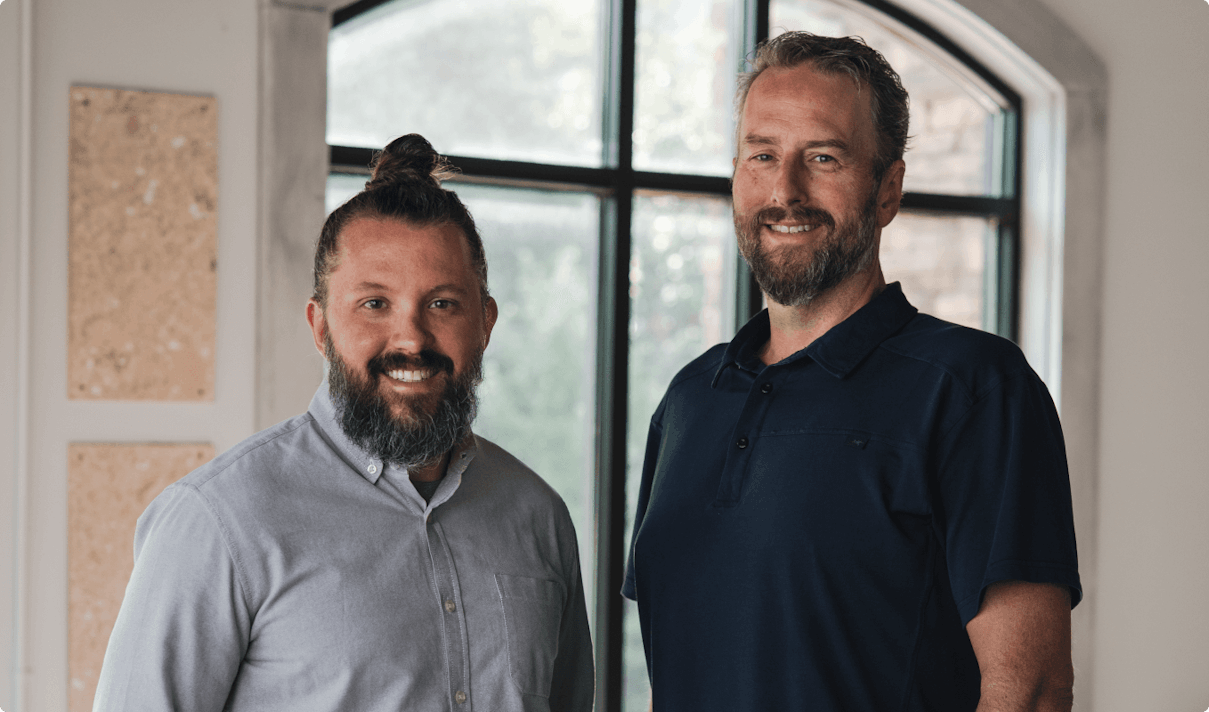 Dodd Caldwell and Ryan Wood at the MoonClerk office