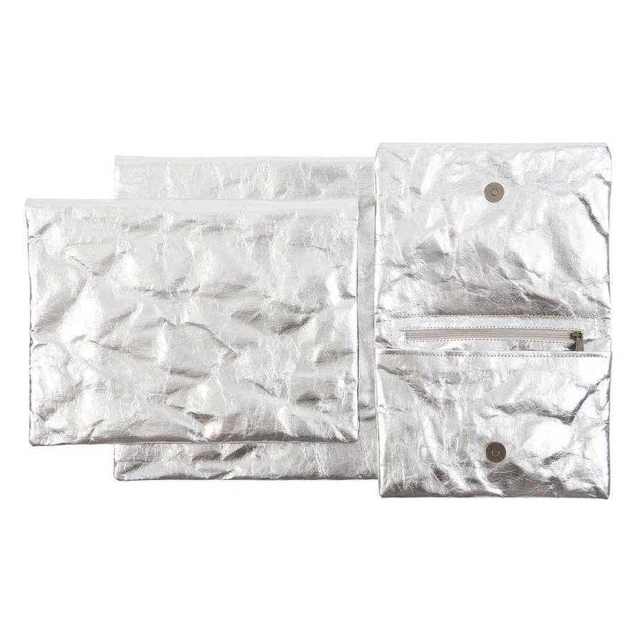 UASHMAMA Maru Clutch Small Metallic Metallic Silver
