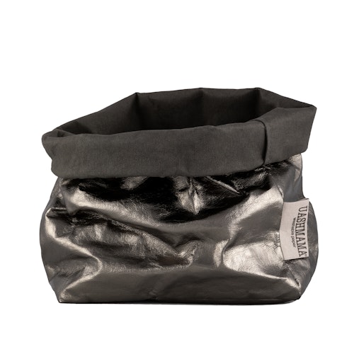 UASHMAMA Paper Bag Metallic Medium   Dark Grey/Peltro