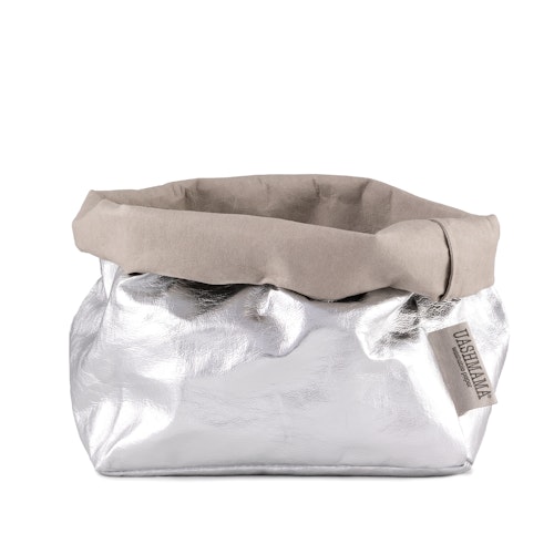 UASHMAMA Paper Bag Metallic Large   Grey/Silver