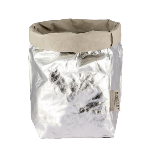 UASHMAMA Paper Bag Metallic Extra Large Grey/Silver
