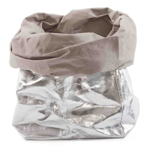 UASHMAMA Paper Bag Metallic Gigante Grey/Silver