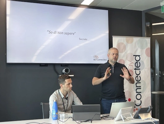 Andreas Priller e Luca Vitali durante il proprio speech al BeConnected Day 11.